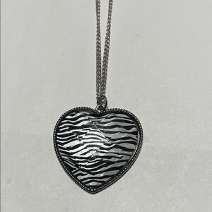 Valentine’s Day Heart Pendant Necklace with Zebra Pattern